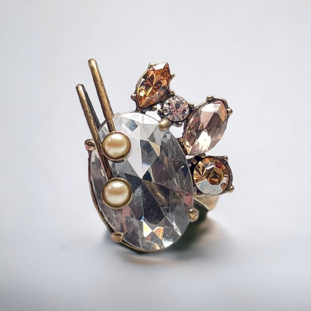 J. Crew Multi Stone & Brass Ring